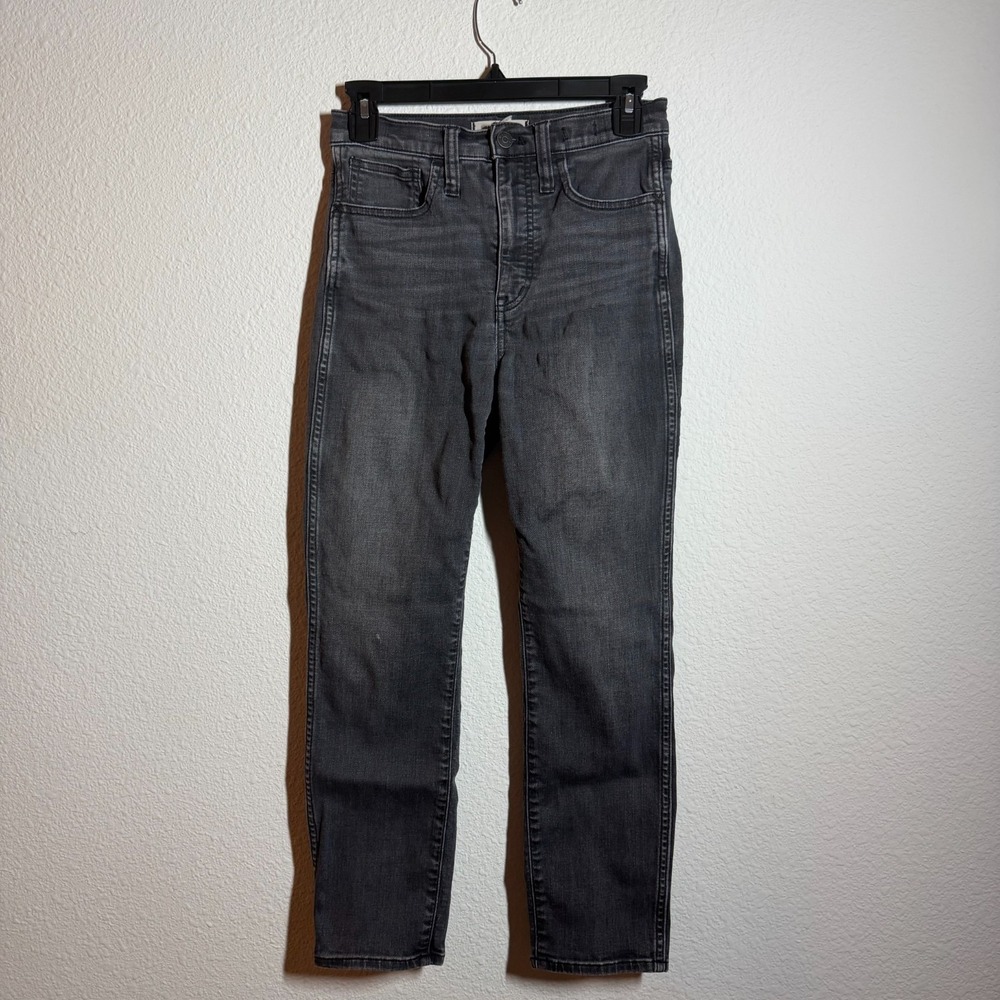 Madewell Jeansβ Womens 26x25 Gray Denim Whiskered Cotton Straight Leg Casual